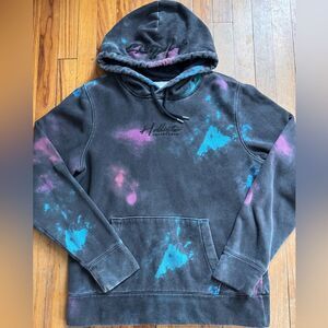 Hollister Must Have Collection Black and Grey Hoodie with Blue and Pink Tie-Dye